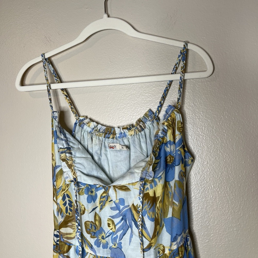 faherty dress Maxi Chaser floral Blue Boho Cottage Beach XS Tiered Boho Silk - Picture 7 of 12